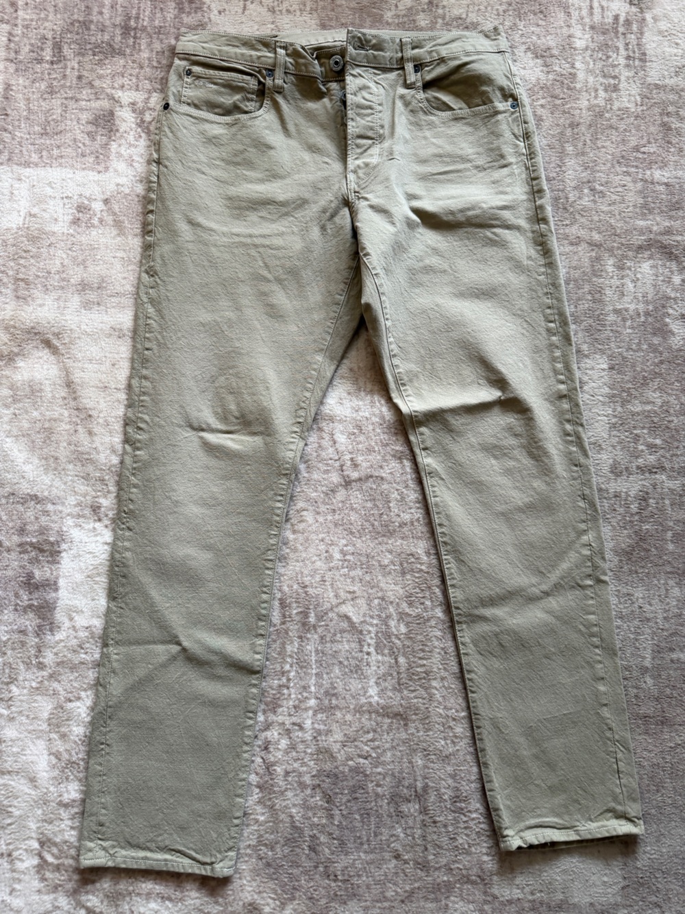 G-Star RAW 3301 Slim Fit Pants Mens 34x32 Tan Khaki Button Fly Denim Jeans